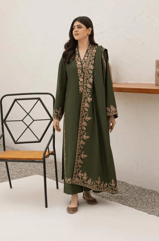 Rp3340-Agha Noor - Winter 3PC Dhanak Embroidered Suit