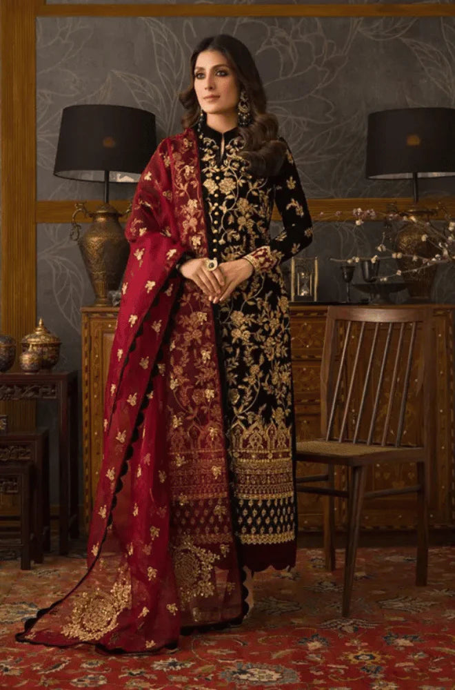 RP3358- Asim Jofa - Embroidered Velvet 3piece suit