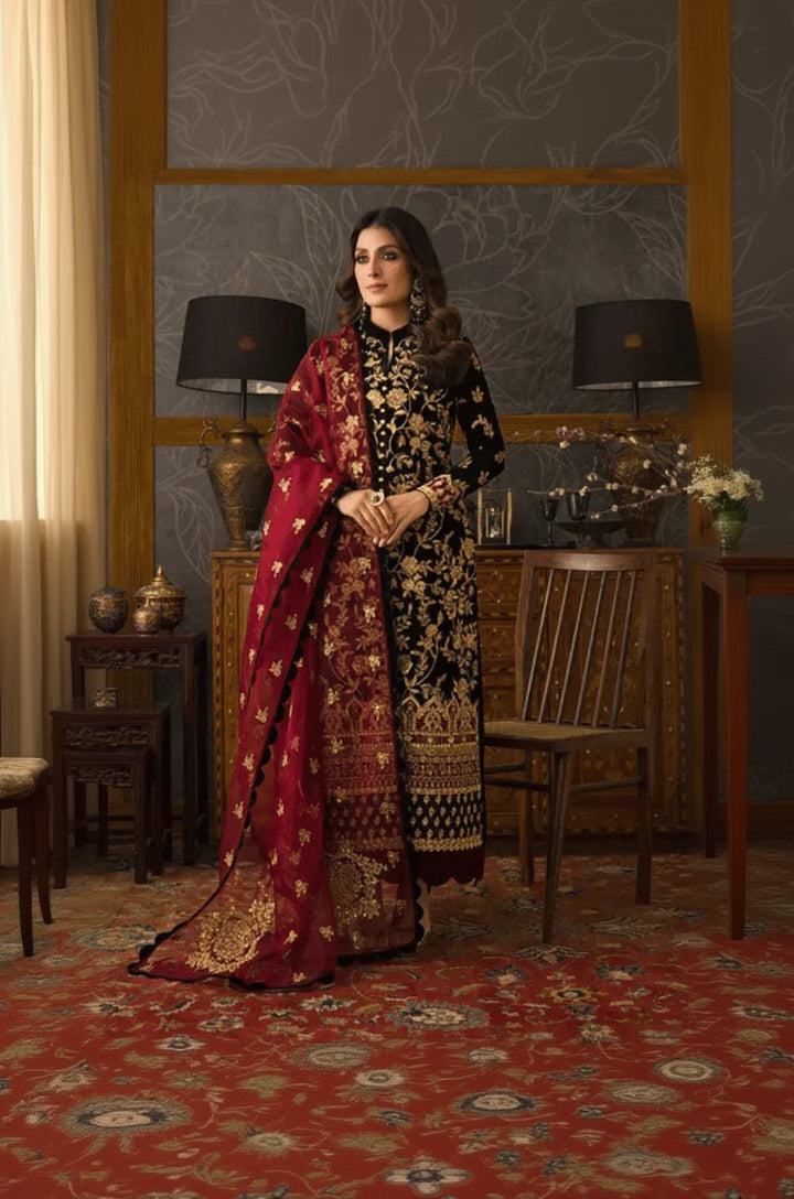 RP3358- Asim Jofa - Embroidered Velvet 3piece suit