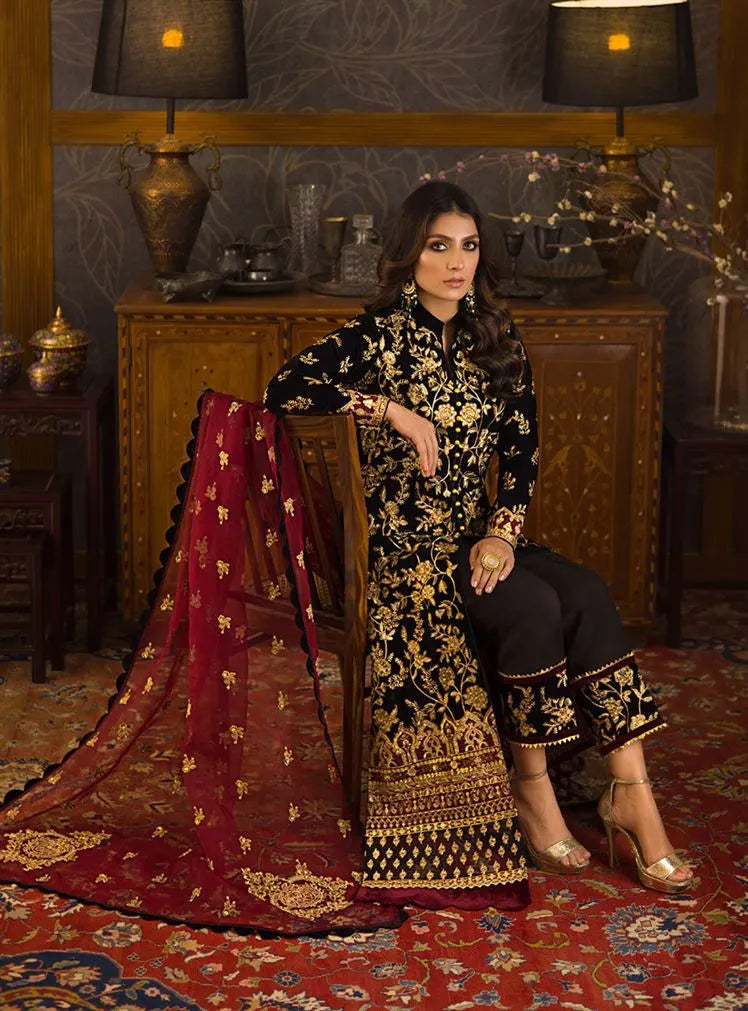RP3358- Asim Jofa - Embroidered Velvet 3piece suit