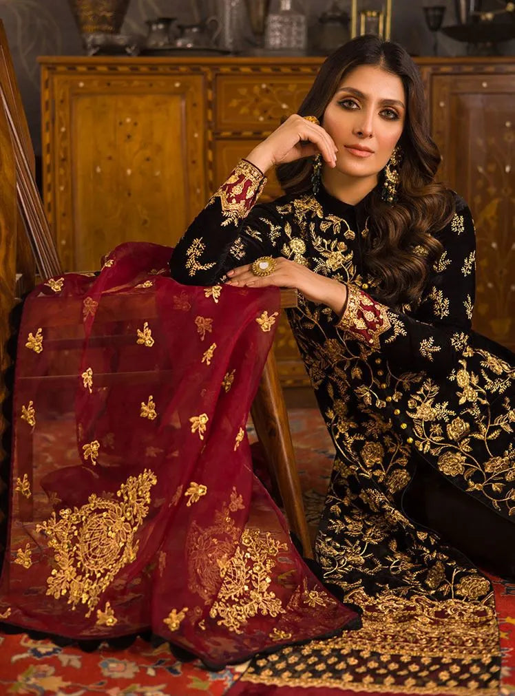 RP3358- Asim Jofa - Embroidered Velvet 3piece suit