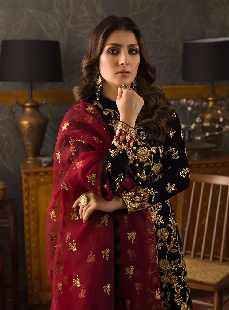 RP3358- Asim Jofa - Embroidered Velvet 3piece suit