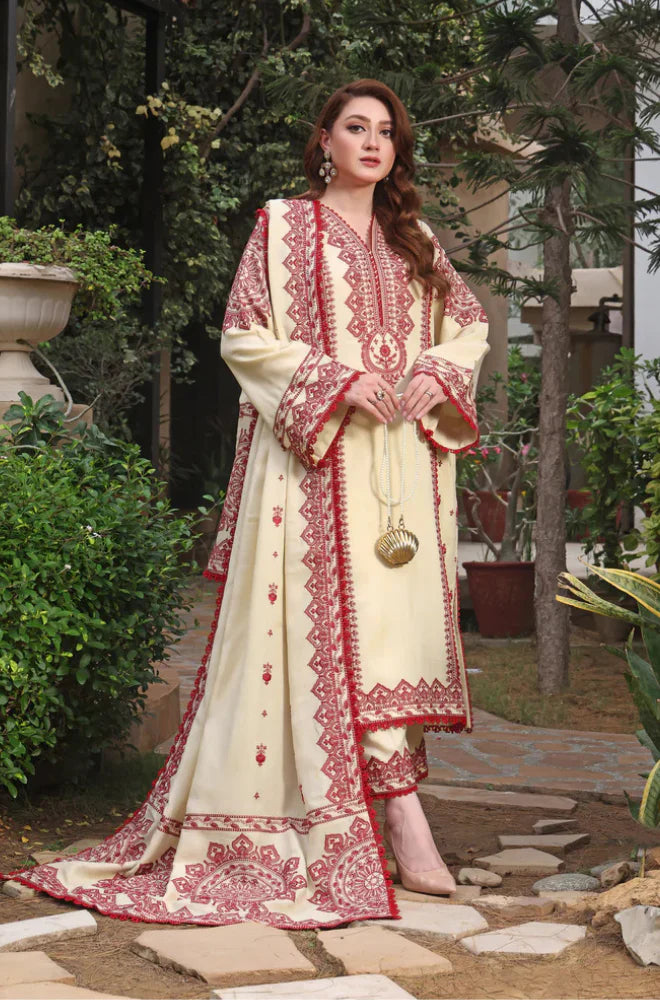 Rp3383- Asim Jofa - Winter 3PC Dhanak Embroidered Suit