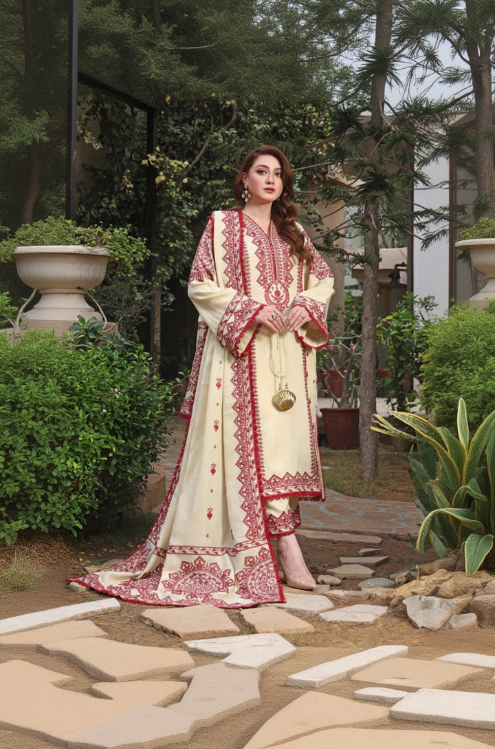 Rp3383- Asim Jofa - Winter 3PC Dhanak Embroidered Suit