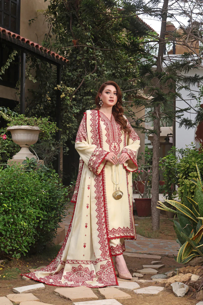 Rp3383- Asim Jofa - Winter 3PC Dhanak Embroidered Suit