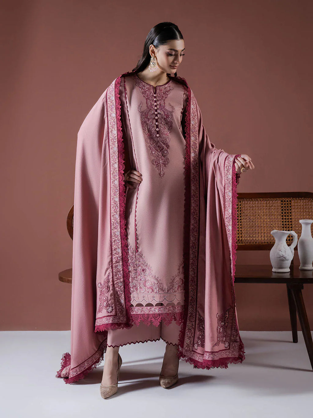 Rp3384- Asim Jofa - Winter 3PC Dhanak Embroidered Suit