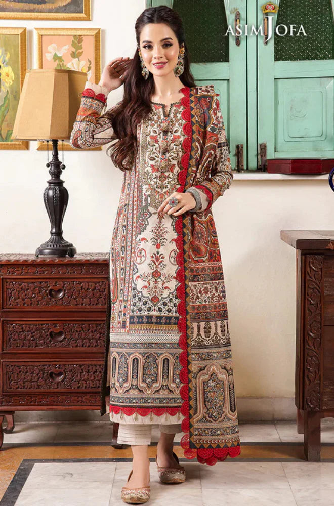 RP33114 -Asim Jofa - Winter 3PC Karandi Digital Print Dress