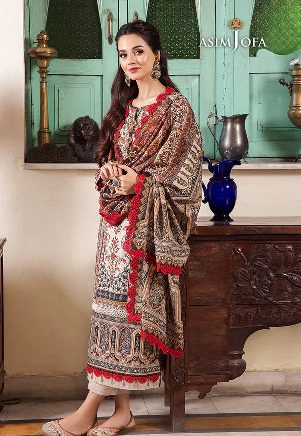 RP33114 -Asim Jofa - Winter 3PC Karandi Digital Print Dress