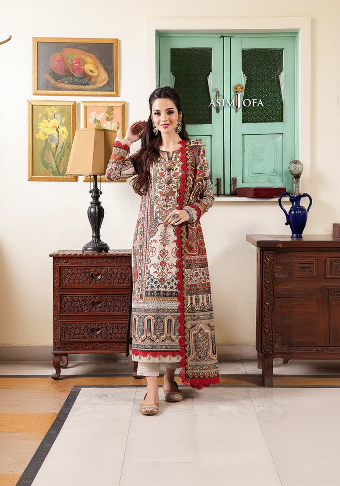 RP33114 -Asim Jofa - Winter 3PC Karandi Digital Print Dress