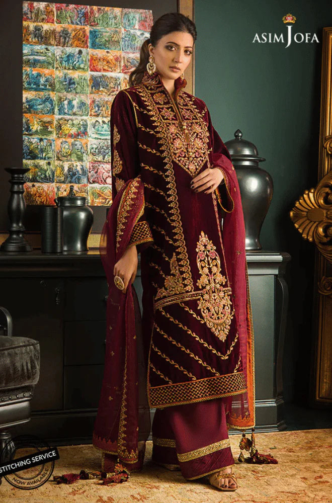 RP2012- Asim jofa Embroidered Velvet 3piece suit