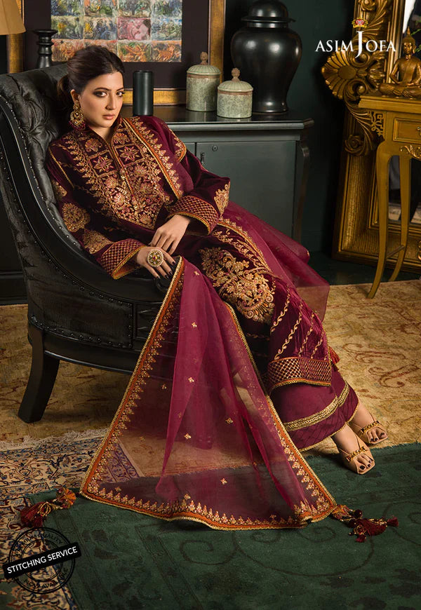 RP2012- Asim jofa Embroidered Velvet 3piece suit