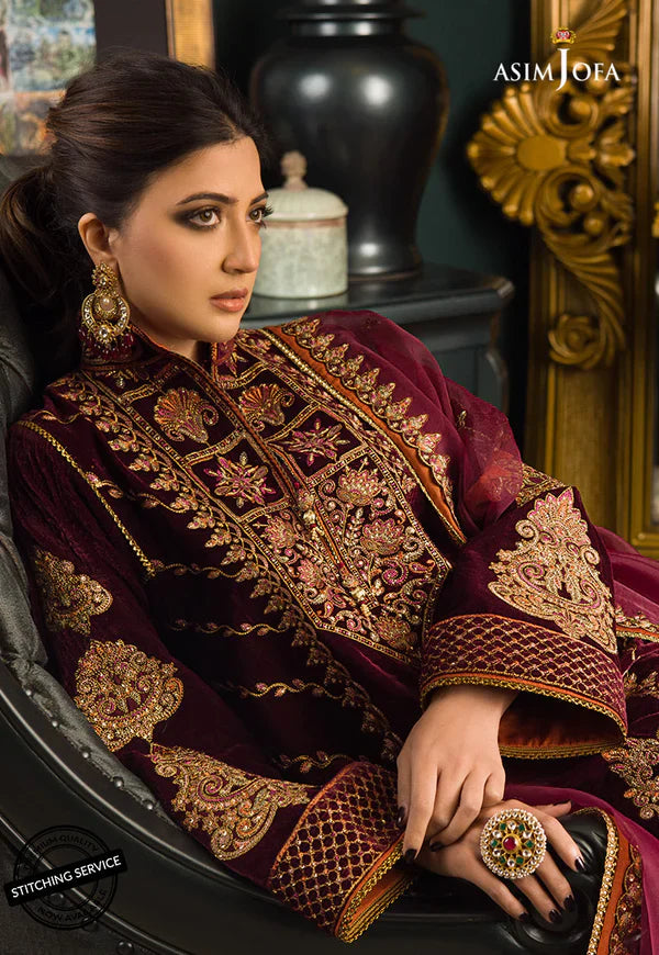 RP2012- Asim jofa Embroidered Velvet 3piece suit