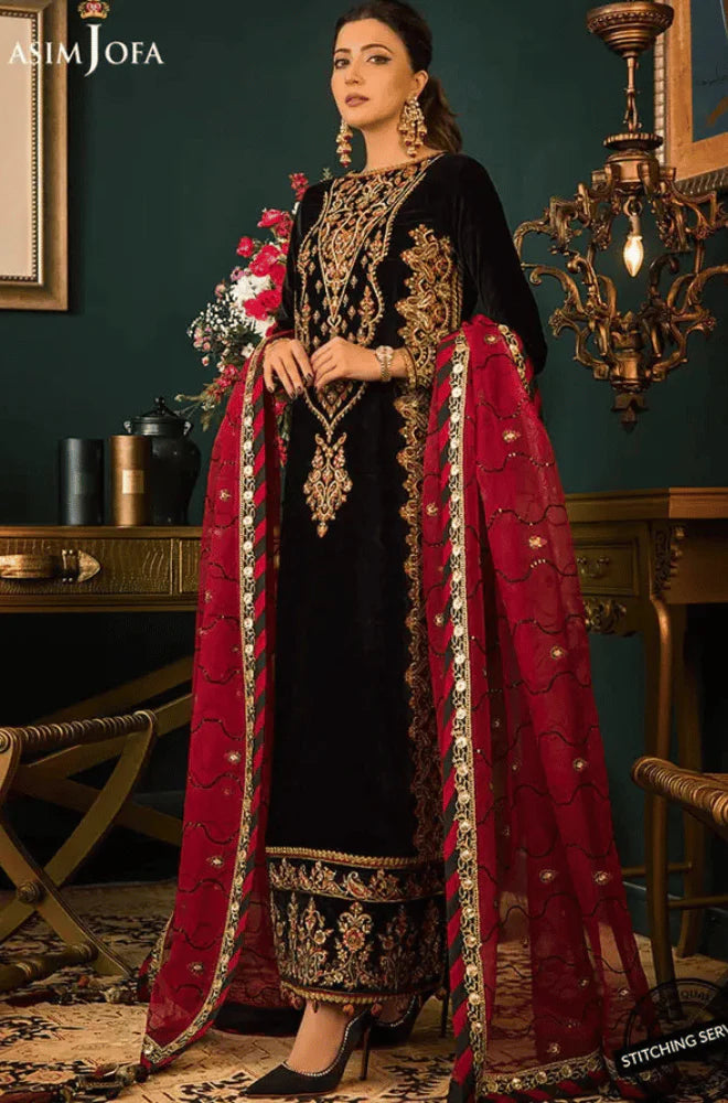 RP2013- Asim jofa Embroidered Velvet 3piece suit