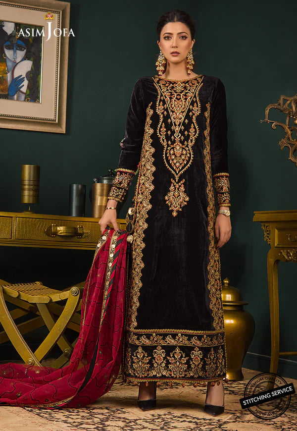 RP2013- Asim jofa Embroidered Velvet 3piece suit