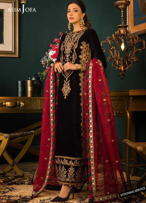 RP2013- Asim jofa Embroidered Velvet 3piece suit