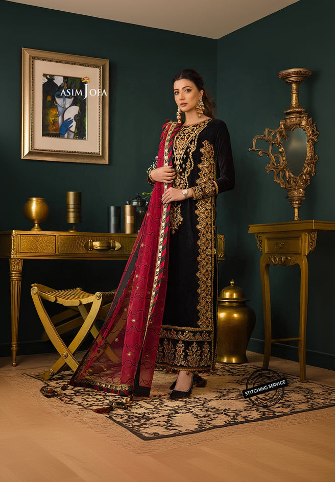 RP2013- Asim jofa Embroidered Velvet 3piece suit