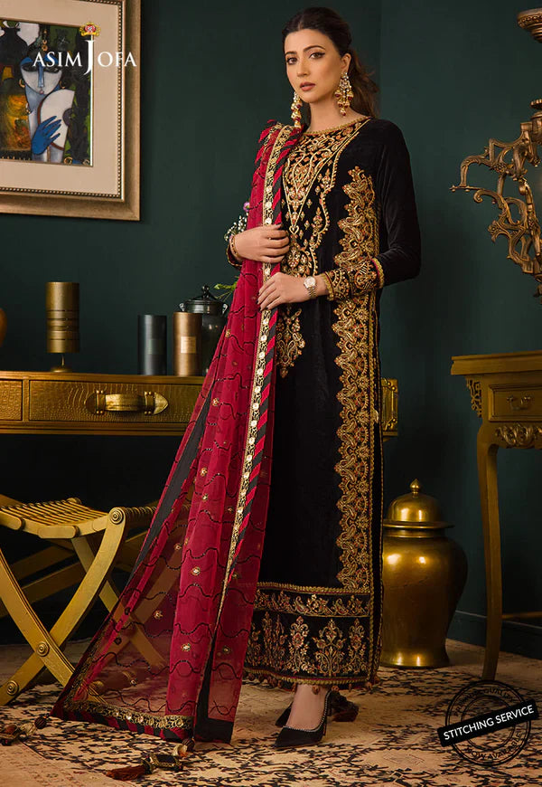 RP2013- Asim jofa Embroidered Velvet 3piece suit
