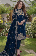 RP2015- Azure Embroidered Velvet 3piece suit