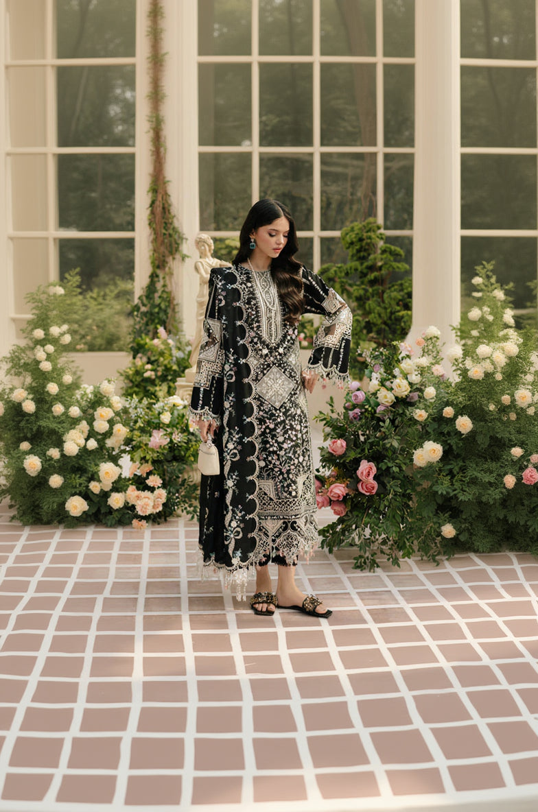 RP1128-BIN ILYAS - Summer 3PC Lawn Chikankri Embroidered Suit