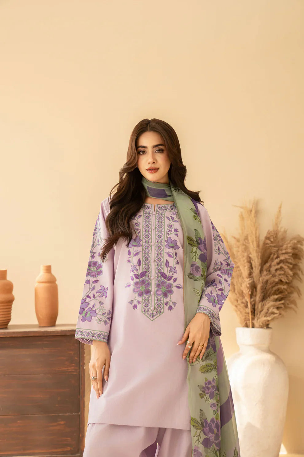 Rp1218Baroque - Summer-3PC Lawn Embroidered Suit