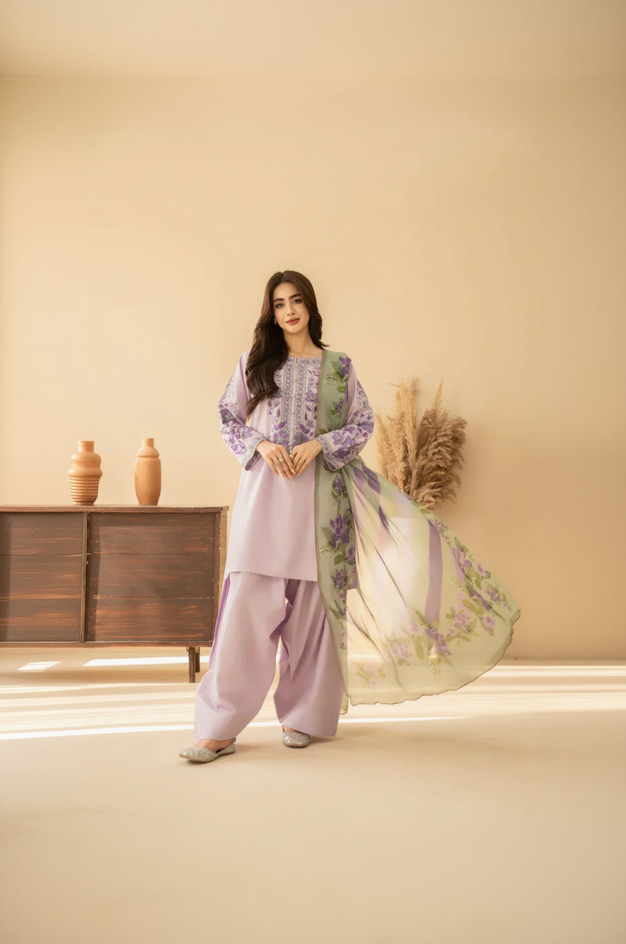 Rp1218Baroque - Summer-3PC Lawn Embroidered Suit