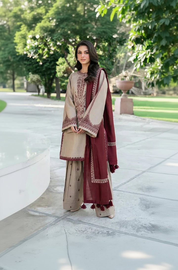 Rp3324-Baroque - Winter 3PC Dhanak Embroidered Suit