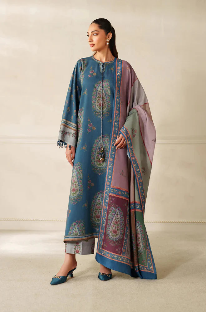 RP33139-Baroque - Winter 3PC Karandi Digital Print Dress