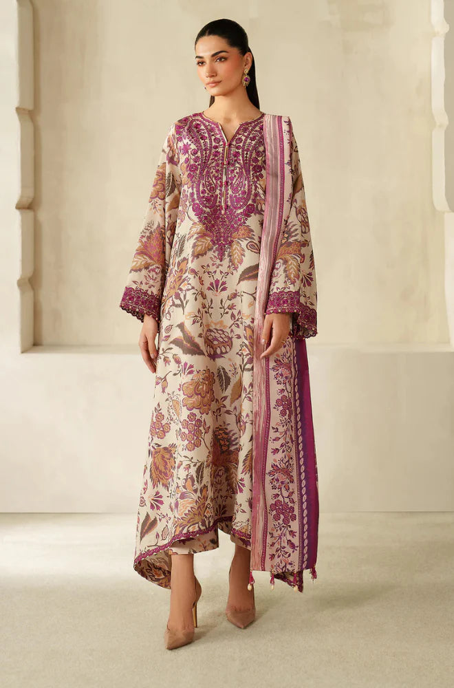 RP33147-Baroque - Winter 3PC Karandi Digital Print Dress