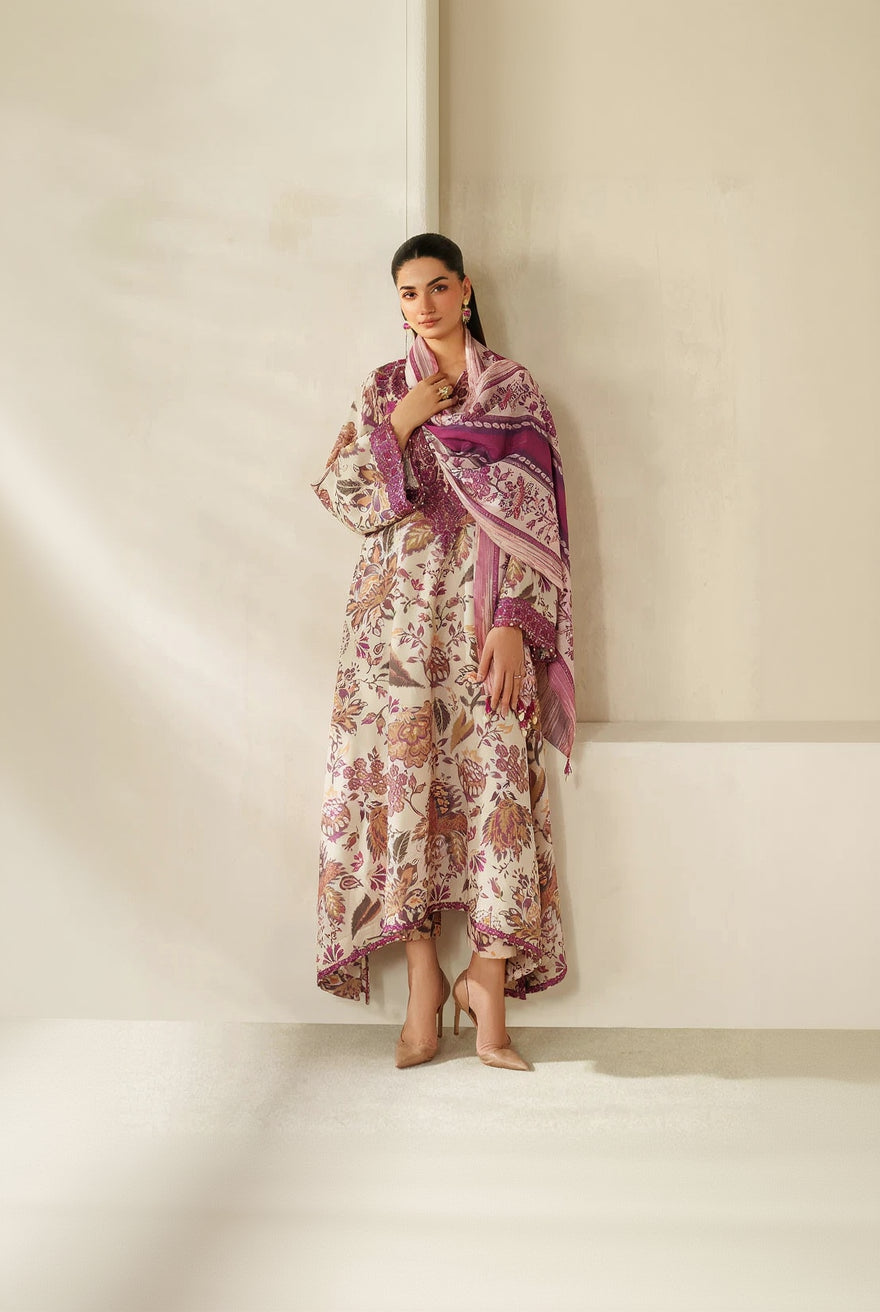 RP33147-Baroque - Winter 3PC Karandi Digital Print Dress