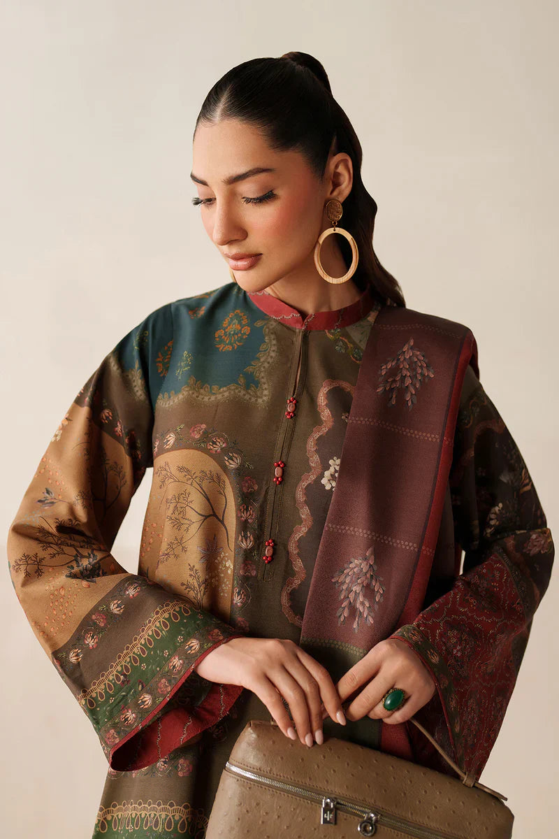 RP33412- Baroque - Winter 3PC Karandi Digital Print Dress