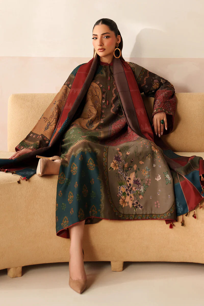 RP33412- Baroque - Winter 3PC Karandi Digital Print Dress