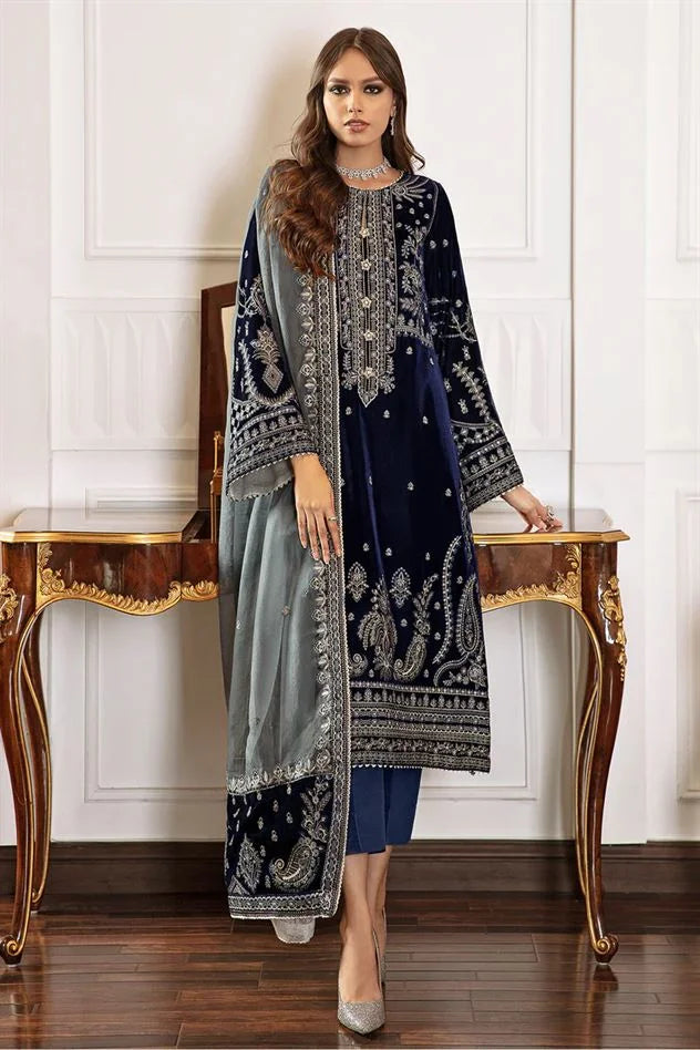 Rp3325-Baroque- Winter 3PC Velvet Embroidered Suit