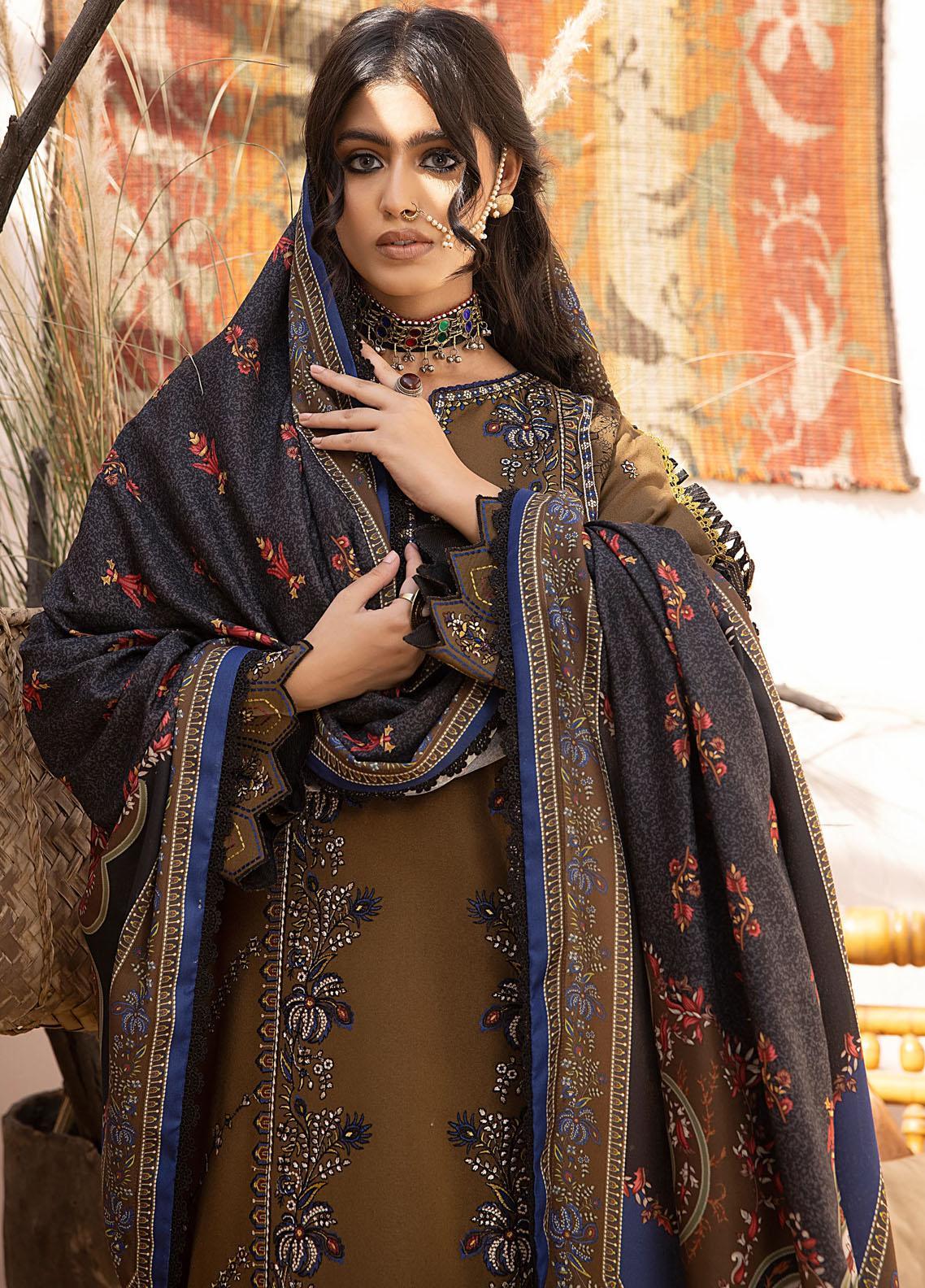 Rp3351-Bin ilyas - Winter 3PC Dhanak Embroidered Suit