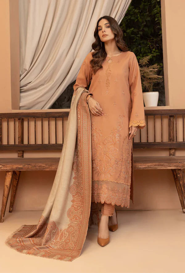 Rp3398-Bin ilyas - Winter 3PC Dhanak Embroidered Suit