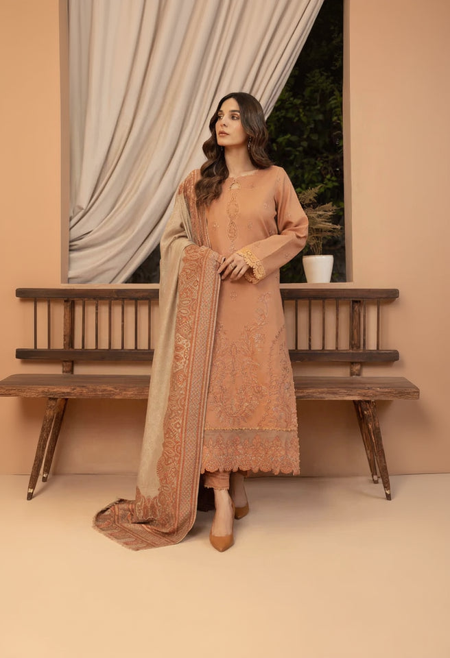 Rp3398-Bin ilyas - Winter 3PC Dhanak Embroidered Suit