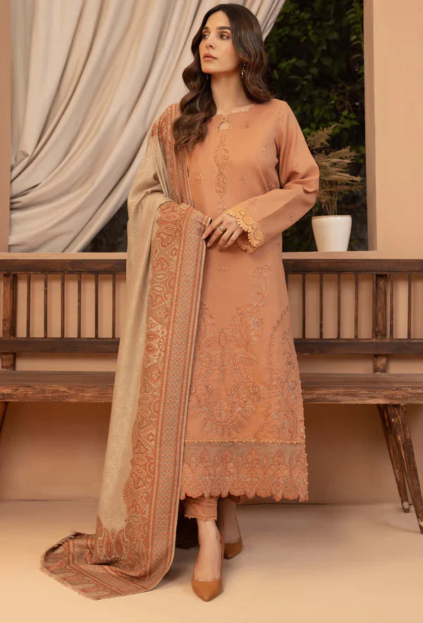 Rp3398-Bin ilyas - Winter 3PC Dhanak Embroidered Suit