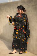 RP1223 Black chunri - Summer 3PC Lawn Digital Print Dress