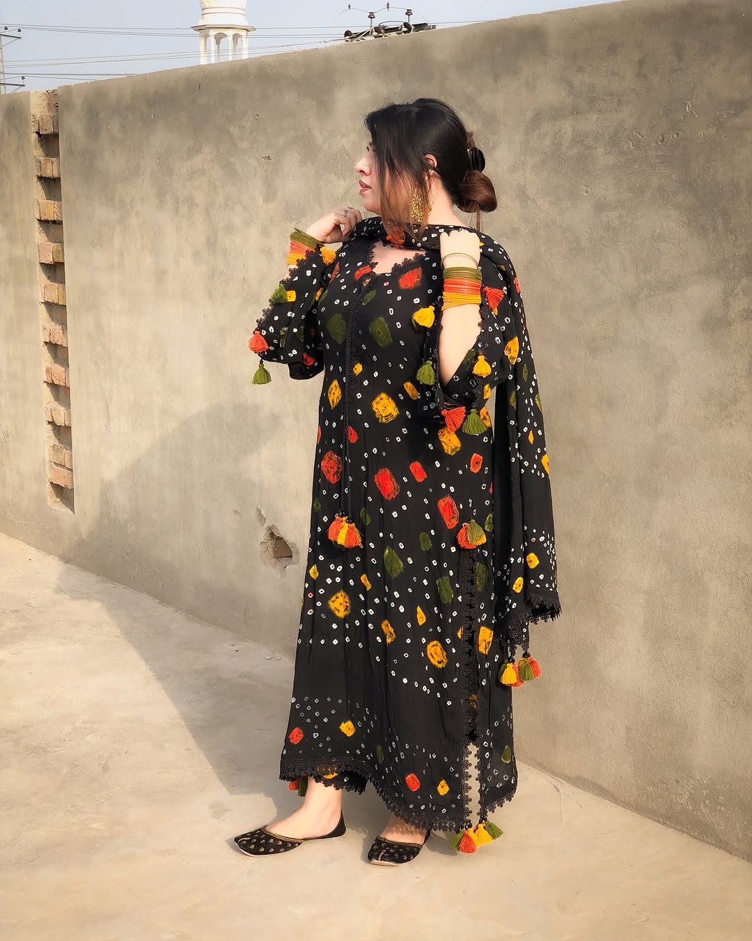 RP1223 Black chunri - Summer 3PC Lawn Digital Print Dress