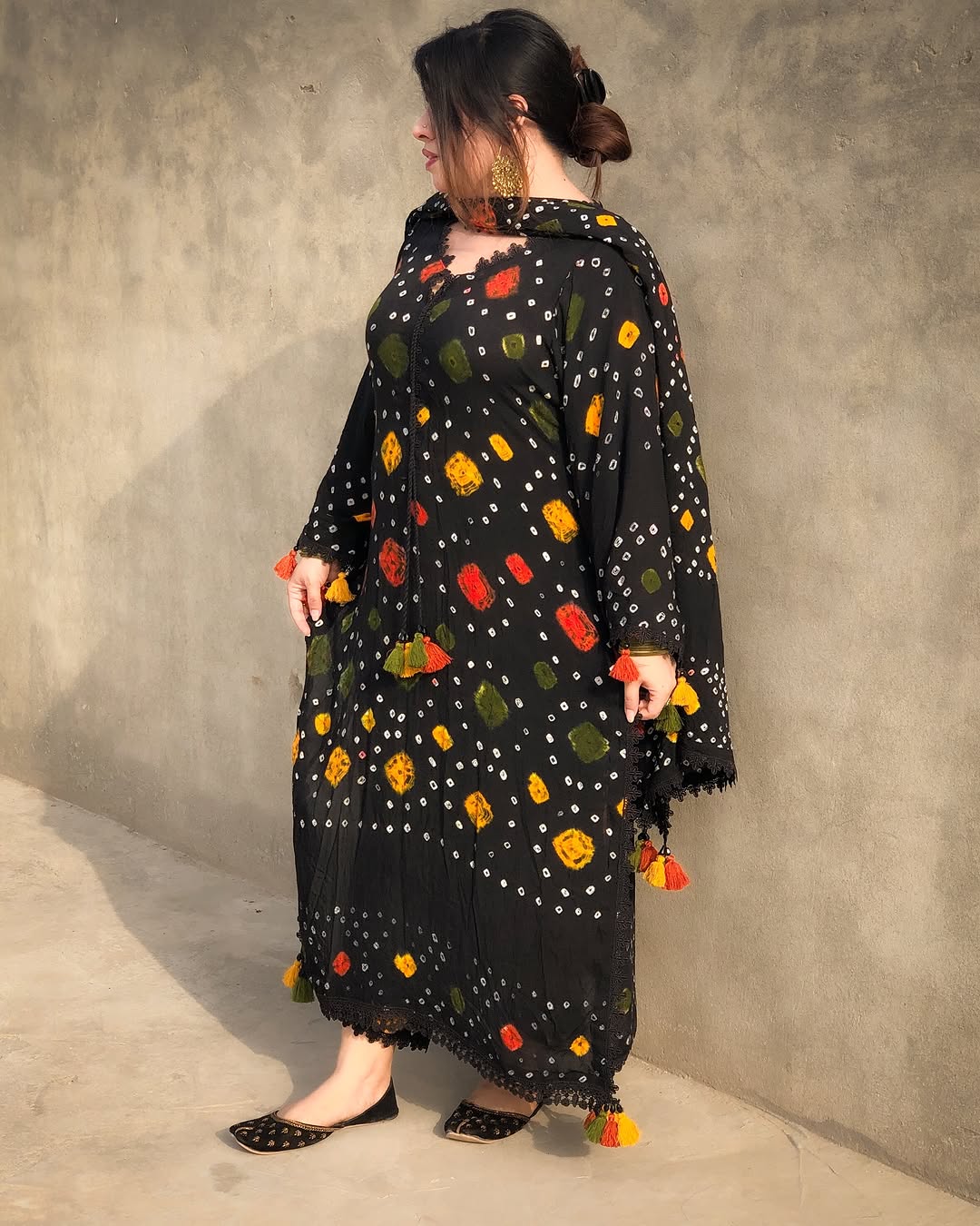 RP1223 Black chunri - Summer 3PC Lawn Digital Print Dress