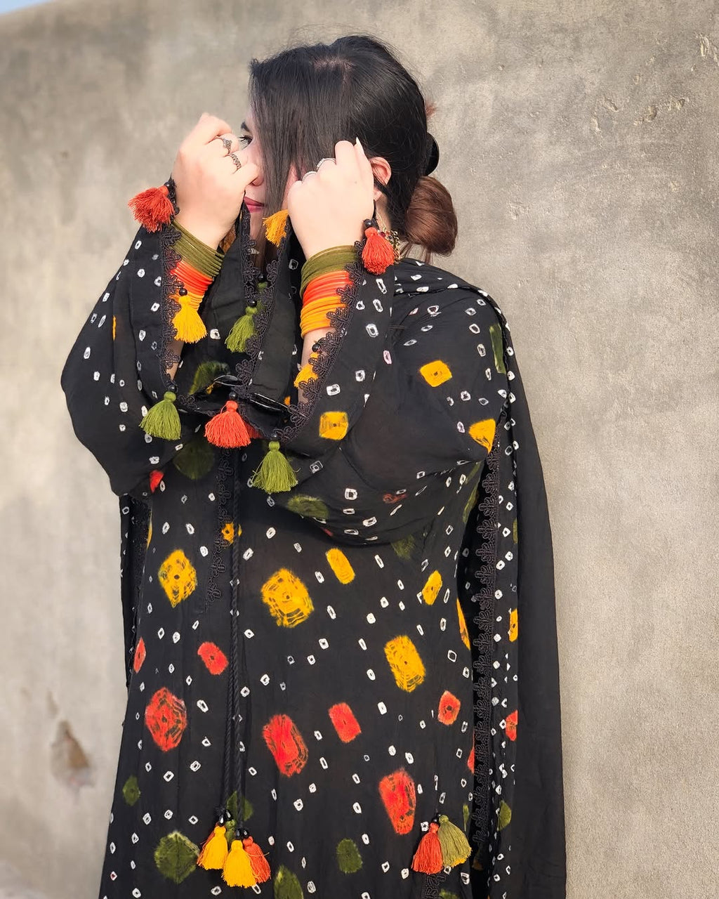 RP1223 Black chunri - Summer 3PC Lawn Digital Print Dress