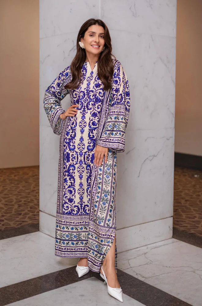 Rp-1131Bunaai - 2 piece Silk printed coord Kaftaan