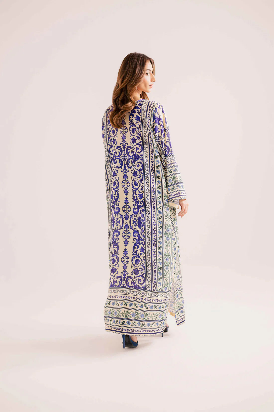 Rp-1131Bunaai - 2 piece Silk printed coord Kaftaan