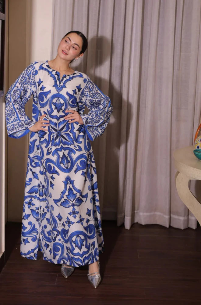 Rp1130- Bunaai - 2 piece Silk printed coord kaftan