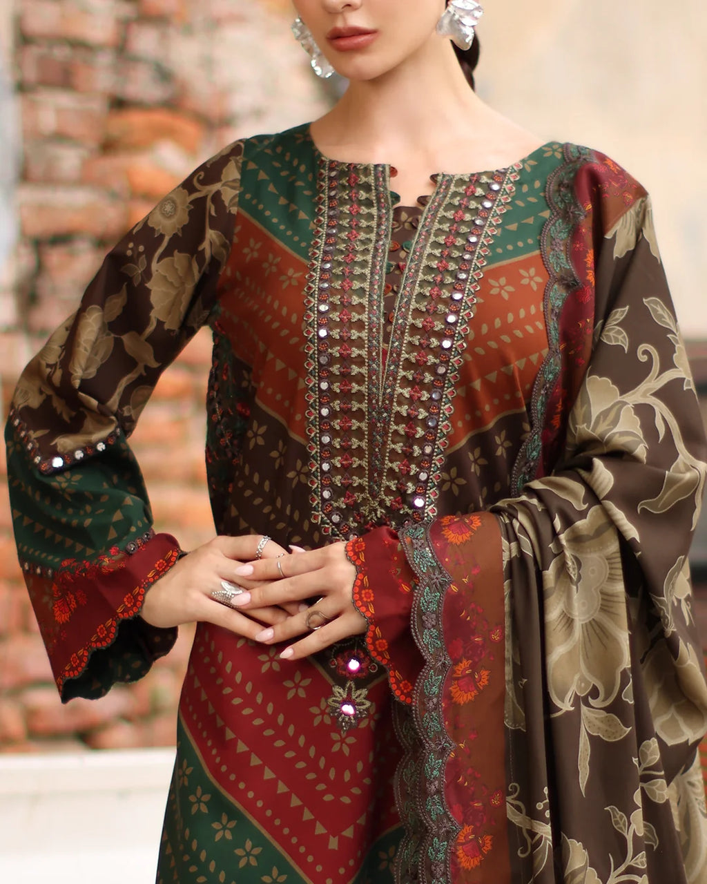RP1270 Charizma - Winter 3PC Karandi Digital Print Dress