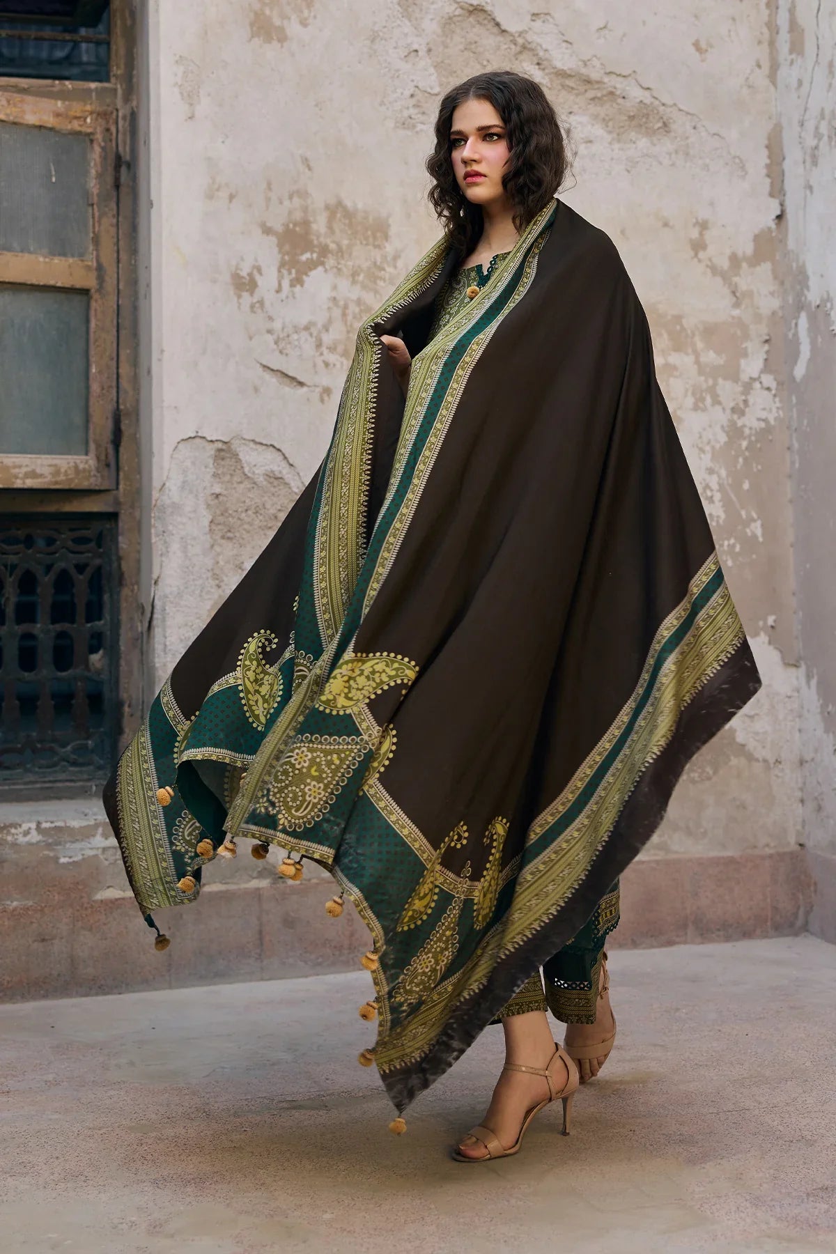 RP33136-Charizma - Winter 3PC Karandi Digital Print Dress