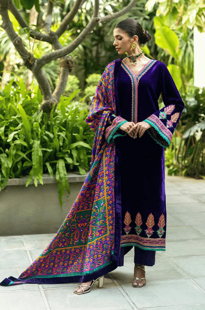 RP2016 -Charizma Embroidered Velvet 3piece suit