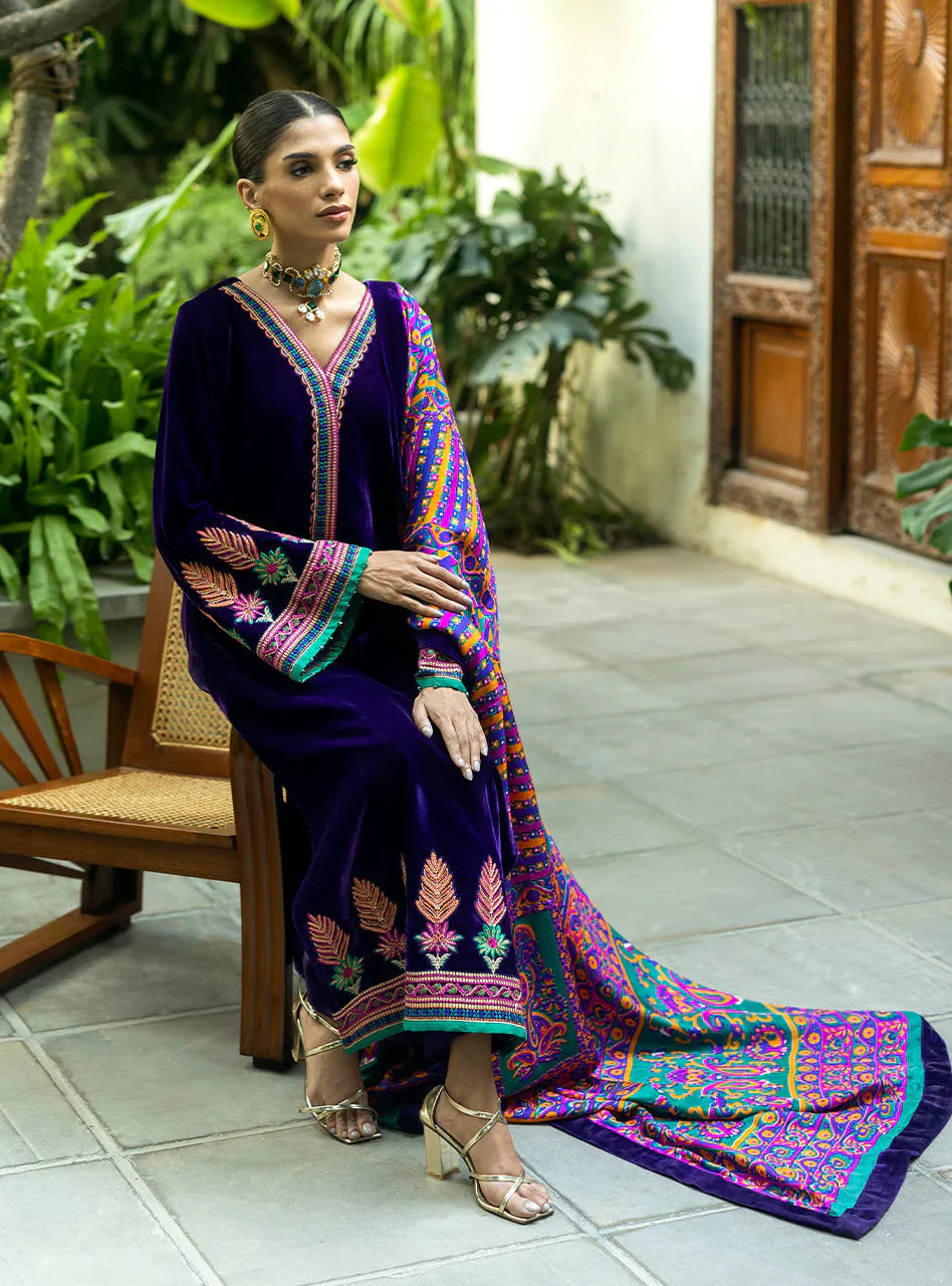 RP2016 -Charizma Embroidered Velvet 3piece suit