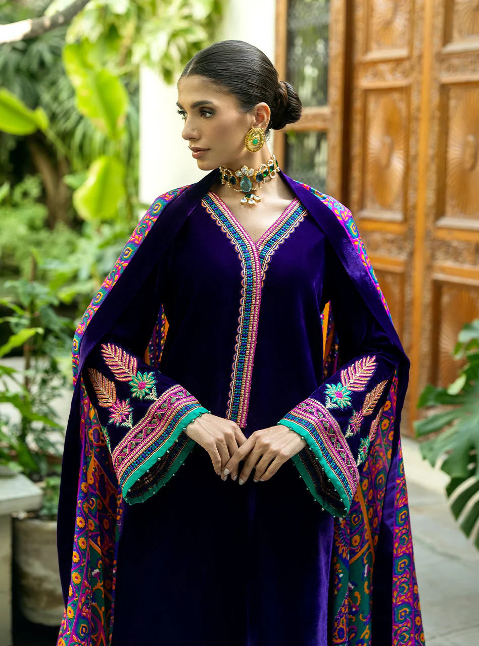 RP2016 -Charizma Embroidered Velvet 3piece suit