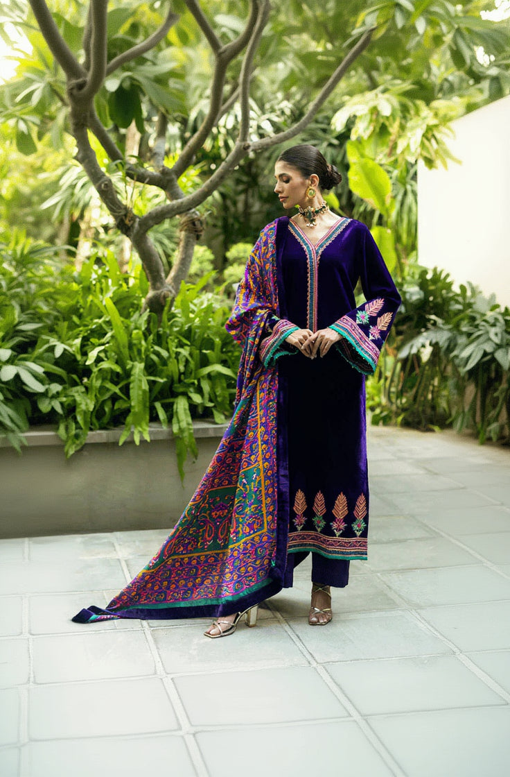 RP2016 -Charizma Embroidered Velvet 3piece suit