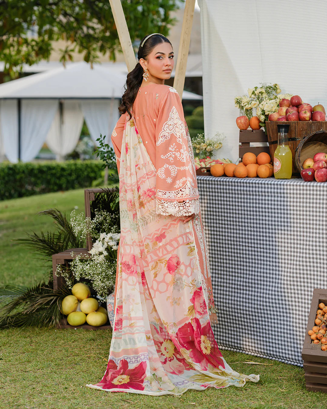 RP1126-Elaf - Summer 3PC Lawn Chikenkari Embroidered Shirt